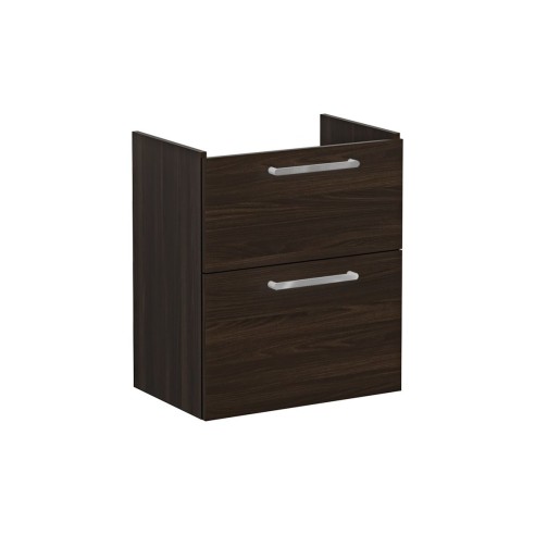 VitrA Root Flat 60cm 2 Drawer Slim Washbasin Unit - Walnut |