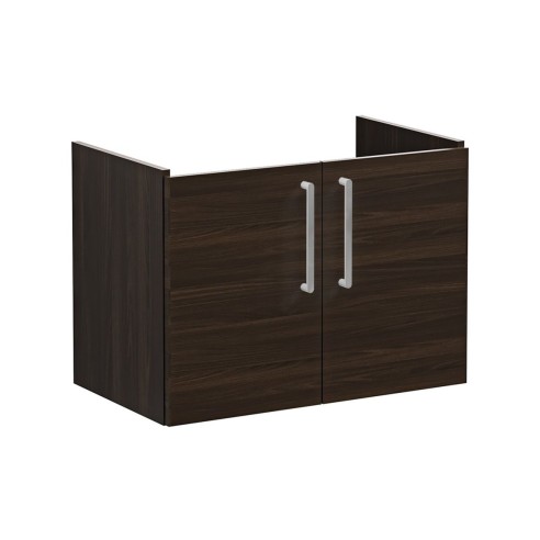 VitrA Root Flat 80cm 2 Door Wall Hung Washbasin Unit - Walnu