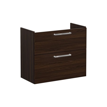 VitrA Root Flat 80cm 2 Drawer Slim Washbasin Unit - Walnut |