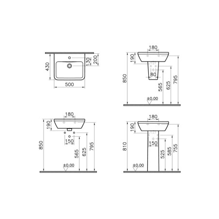 VitrA Integra 500x430mm 1TH Basin w/Overflow - White | Basin