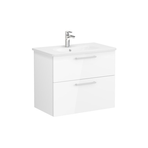 VitrA Zentrum 80cm 2 Drawer W/H Washbasin Unit - High Gloss