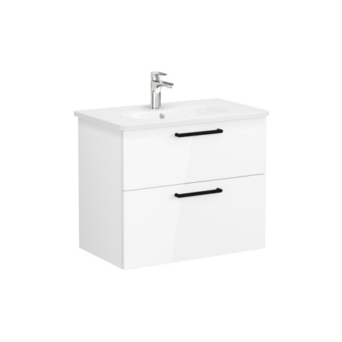 VitrA Zentrum 80cm 2 Drawer W/H Washbasin Unit - High Gloss
