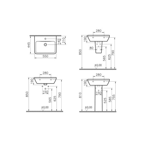 VitrA Integra 550x445mm 1TH Basin w/Overflow - White | Basin