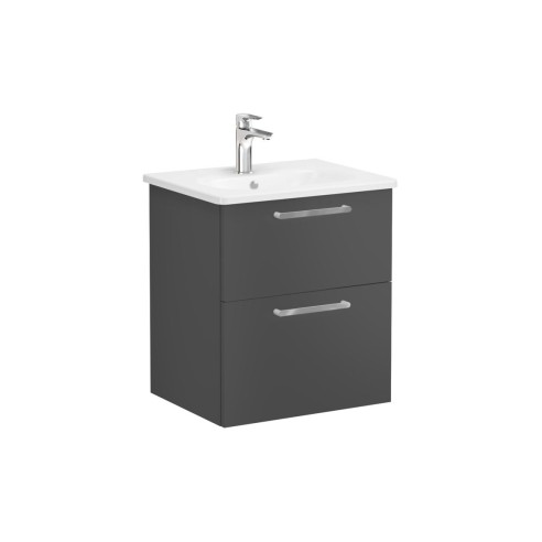 VitrA Zentrum 60cm 2 Drawer W/H Washbasin Unit - Matt Storm