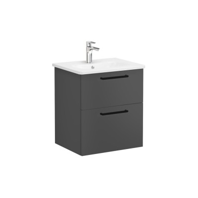 VitrA Zentrum 60cm 2 Drawer W/H Washbasin Unit - Matt Storm 2
