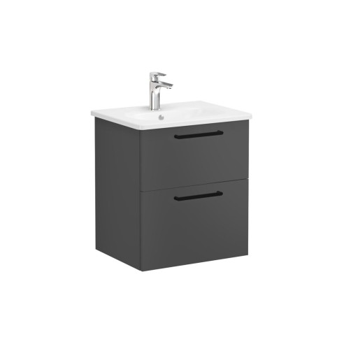 VitrA Zentrum 60cm 2 Drawer W/H Washbasin Unit - Matt Storm
