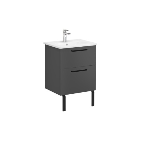 VitrA Zentrum 60cm 2 Drawer W/H Washbasin Unit - Matt Storm