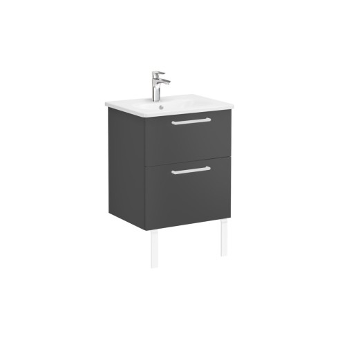 VitrA Zentrum 60cm 2 Drawer W/H Washbasin Unit - Matt Storm