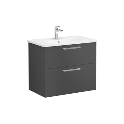 VitrA Zentrum 80cm 2 Drawer W/H Washbasin Unit - Matt Storm