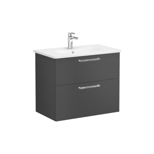 VitrA Zentrum 80cm 2 Drawer W/H Washbasin Unit - Matt Storm