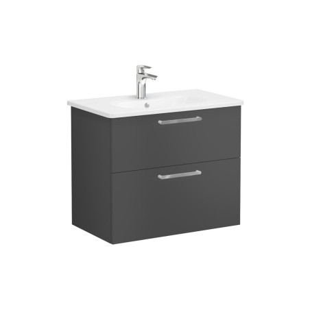 VitrA Zentrum 80cm 2 Drawer W/H Washbasin Unit - Matt Storm