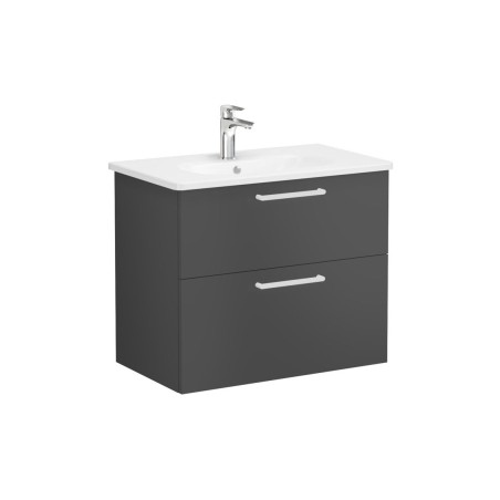 VitrA Zentrum 80cm 2 Drawer W/H Washbasin Unit - Matt Storm