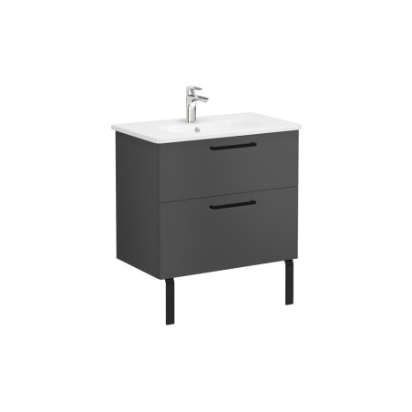 VitrA Zentrum 80cm 2 Drawer W/H Washbasin Unit - Matt Storm
