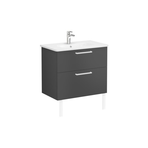VitrA Zentrum 80cm 2 Drawer W/H Washbasin Unit - Matt Storm