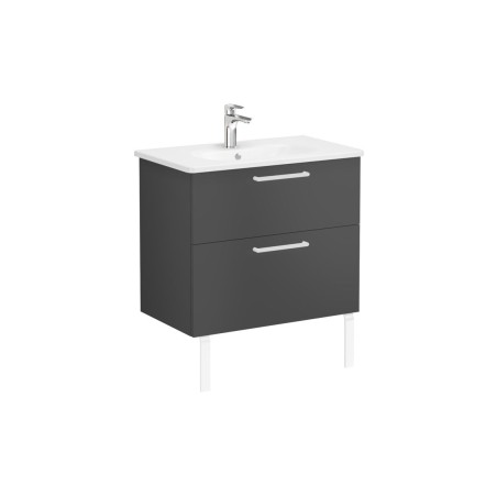 VitrA Zentrum 80cm 2 Drawer W/H Washbasin Unit - Matt Storm
