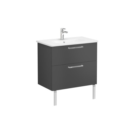VitrA Zentrum 80cm 2 Drawer W/H Washbasin Unit - Matt Storm