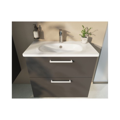 VitrA Zentrum 80cm 2 Drawer W/H Washbasin Unit - Matt Storm