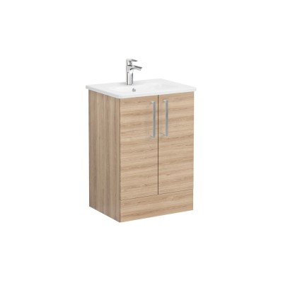 VitrA Zentrum 60cm 2 Drawer F/S Washbasin Unit - Natural Oak