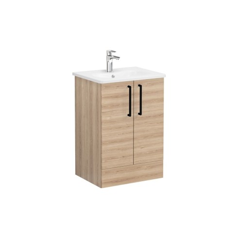 VitrA Zentrum 60cm 2 Drawer F/S Washbasin Unit - Natural Oak