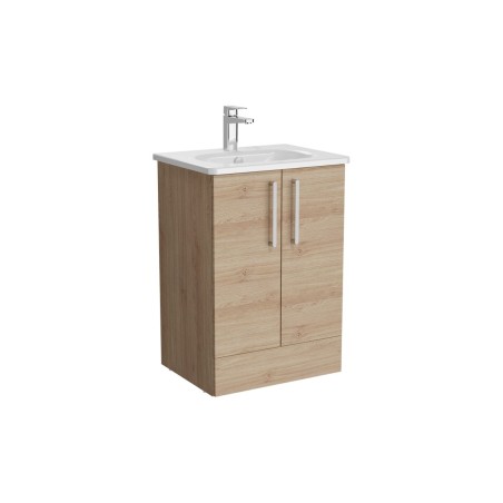 VitrA Zentrum 60cm 2 Drawer F/S Washbasin Unit - Natural Oak