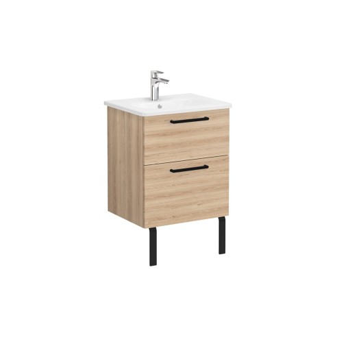 VitrA Zentrum 60cm 2 Drawer W/H Washbasin Unit - Natural Oak