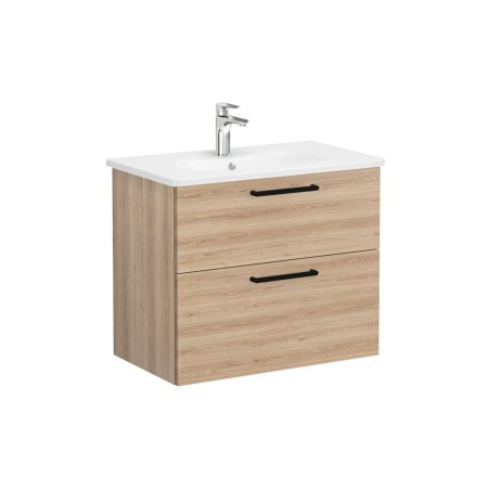VitrA Zentrum 80cm 2 Drawer W/H Washbasin Unit - Natural Oak