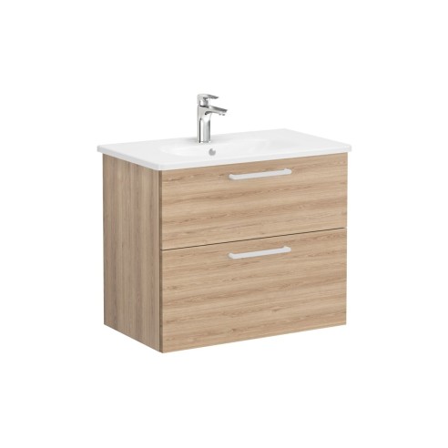 VitrA Zentrum 80cm 2 Drawer W/H Washbasin Unit - Natural Oak