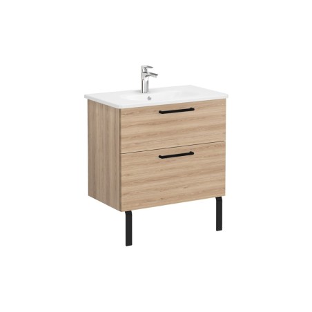 VitrA Zentrum 80cm 2 Drawer W/H Washbasin Unit - Natural Oak