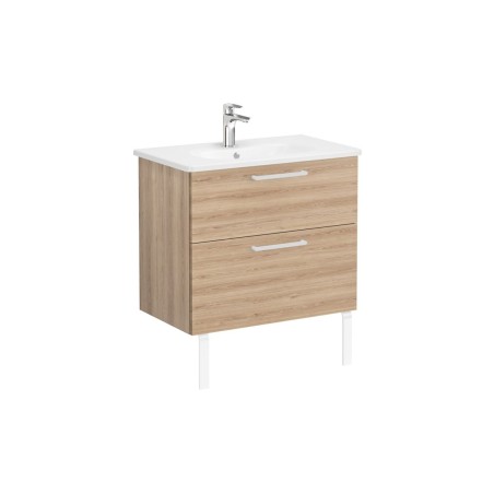 VitrA Zentrum 80cm 2 Drawer W/H Washbasin Unit - Natural Oak