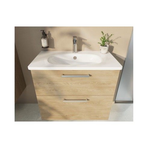 VitrA Zentrum 80cm 2 Drawer W/H Washbasin Unit - Natural Oak