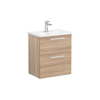 VitrA Zentrum Compact 60cm 2 Drawer W/H Washbasin Unit - Nat 2