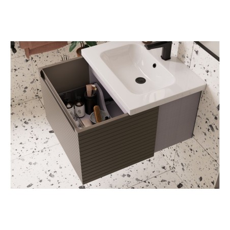 Aveiro 815mm Wall Hung 1 Drawer Basin Unit & 1TH Basin - Mat