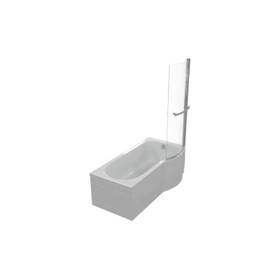 P-Shape 1700x700-850x410mm 0TH Shower Bath  Panel & Screen ( 2