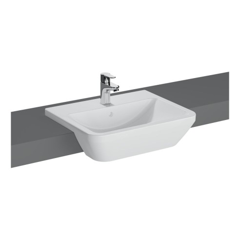 VitrA Integra 550x450mm 1TH Semi Recessed Basin - White | Ba
