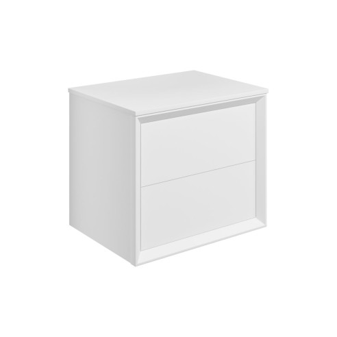 Porto 610mm Wall Hung 2 Drawer Basin Unit & Top - Matt White