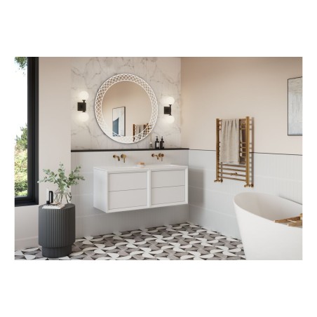 Porto 610mm Wall Hung 2 Drawer Basin Unit & 1TH Thin Edge Ba