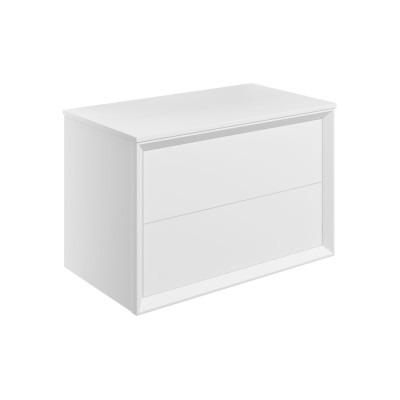 Porto 810mm Wall Hung 2 Drawer Basin Unit & Top - Matt White