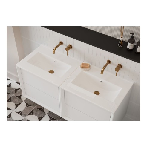 Porto 810mm Wall Hung 2 Drawer Basin Unit & Top - Matt White
