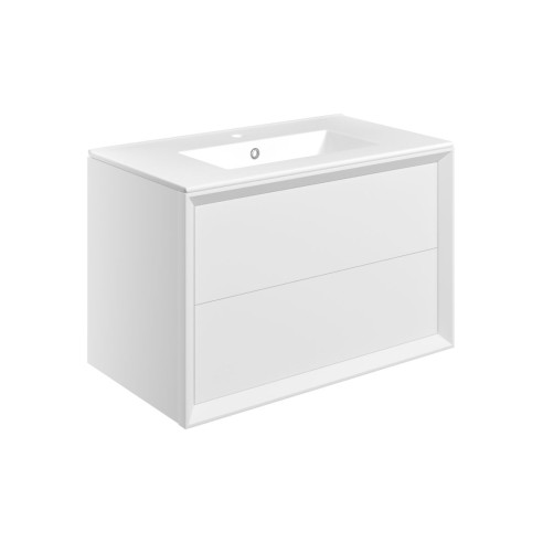 Porto 810mm Wall Hung 2 Drawer Basin Unit & 1TH Thin Edge Ba