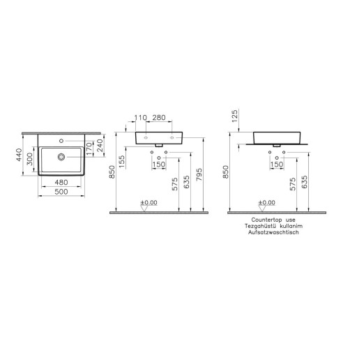 VitrA Nuo 500x440mm 1TH Basin w/Overflow - White | Basins |