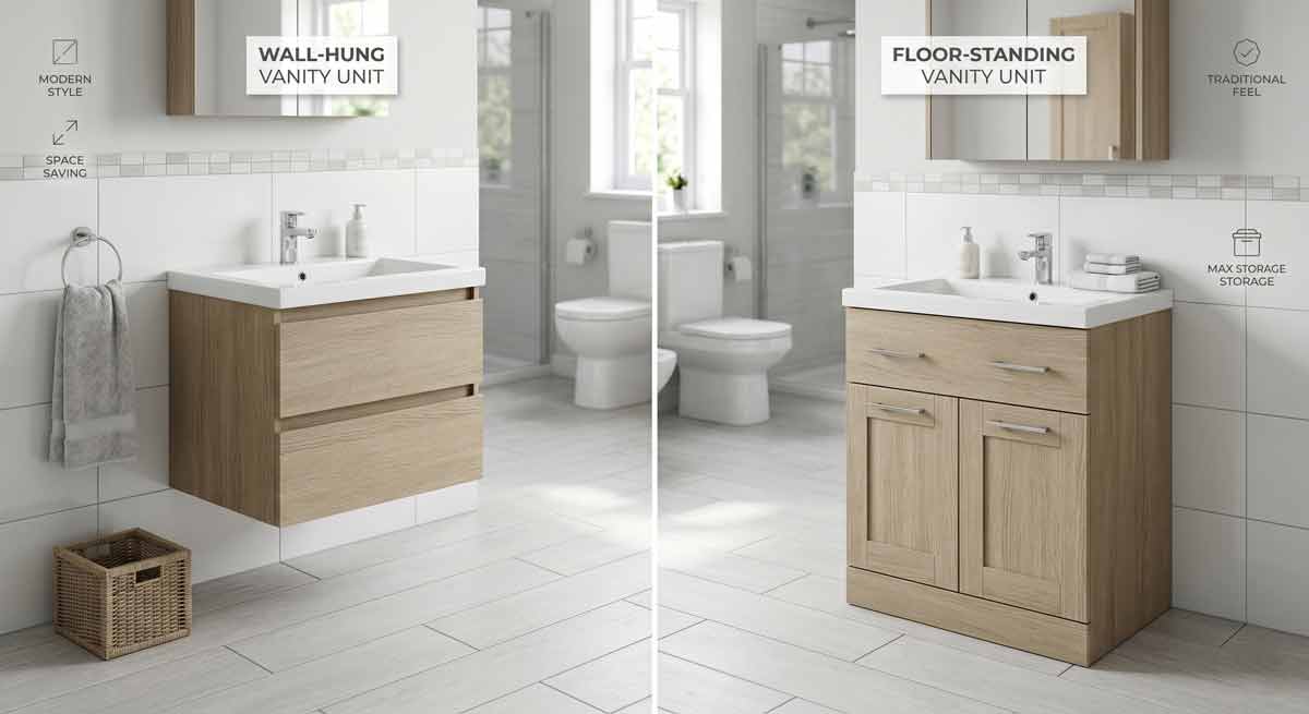 wall hung vs floor standig vanity unit