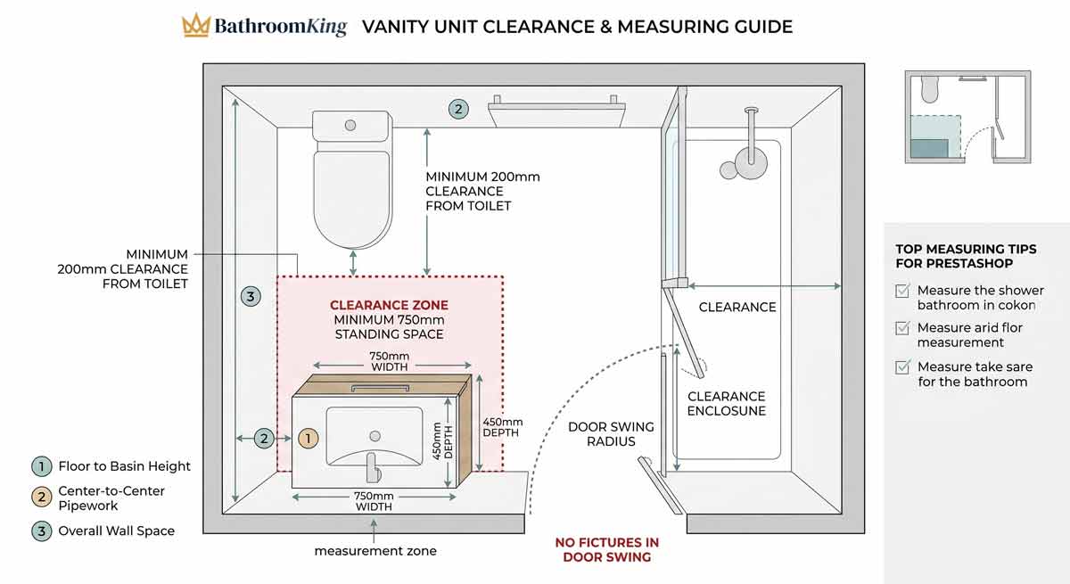 vanity unit clearance and measuring guide